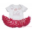 White Baby Bodysuit Hot Pink White Flower Pettiskirt & Sparkle Rhinestone Birthday Princess Print JS4637